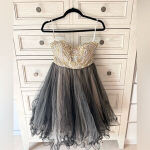 Hannah S Strapless Dress Vintage Prom Mini Dress Sequins Dazzling Tulle Skirt